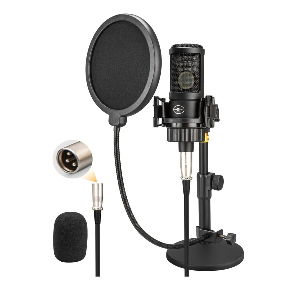 XLR Condenser Microphone 26mm Cardioid Studio Mic Kit with Desktop Stand NEW